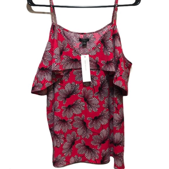 Ann Taylor Red and White Floral Blouse - Picture 2 of 7